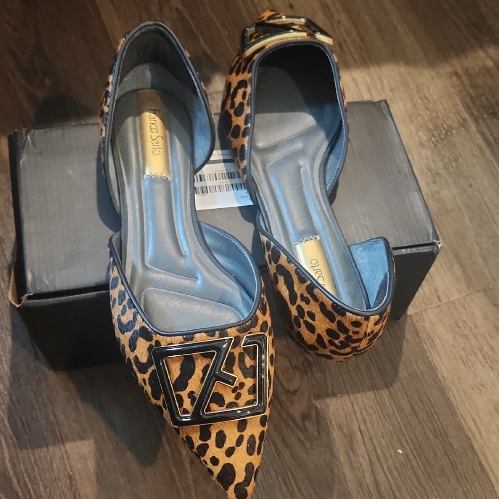 Franco Sarto Leopard Print Flats Brown and Black Size 11